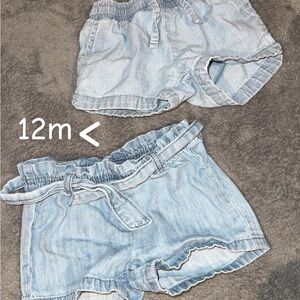 Light Blue Denim Baby Shorts Set